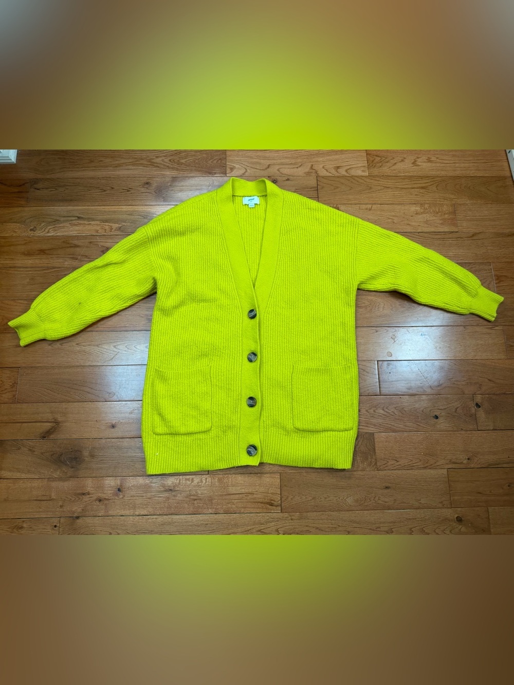 Aerie Bright Yellow Chunky Knit Oversized Cardigan Sweater